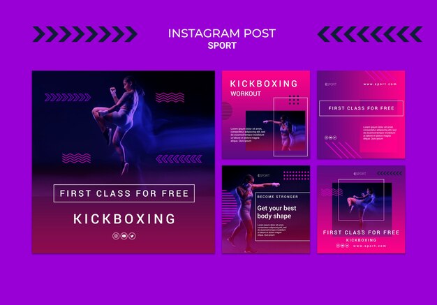 Gratis PSD kickboxing training instagram posts collectie