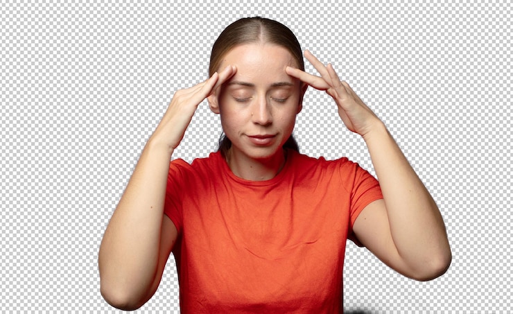 Gratis PSD kijk geconcentreerd bedachtzaam en geïnspireerd brainstorming en verbeelden met handen op het voorhoofd