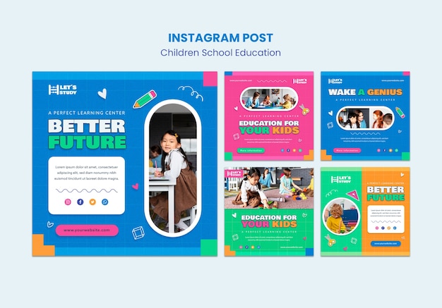 Gratis PSD kinderen onderwijs instagram posts