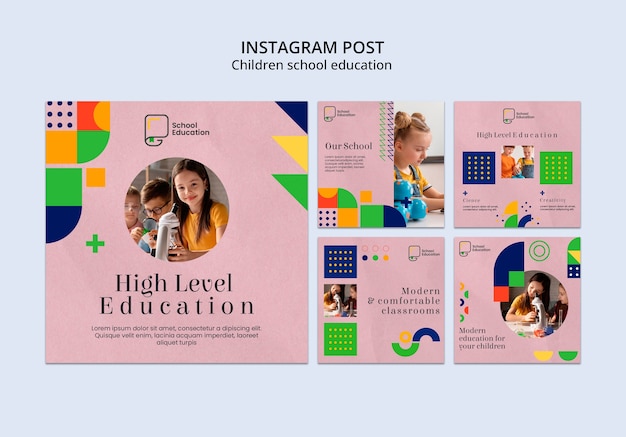 Gratis PSD kinderen schoolonderwijs instagram postset