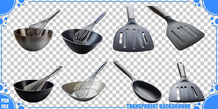 PSD Gratis kitchen utensils set on transparent background