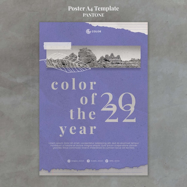 Gratis PSD kleur van het jaar 2022 postersjabloon
