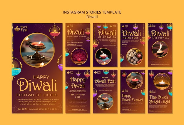 Gratis PSD kleurovergang diwali sjabloonontwerp