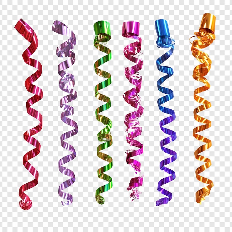 Gratis PSD kleurrijke feeststreamers feestelijke decoraties voor feesten