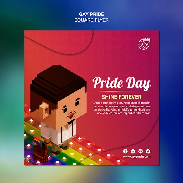 Gratis PSD kleurrijke gay pride vierkante flyer-sjabloon