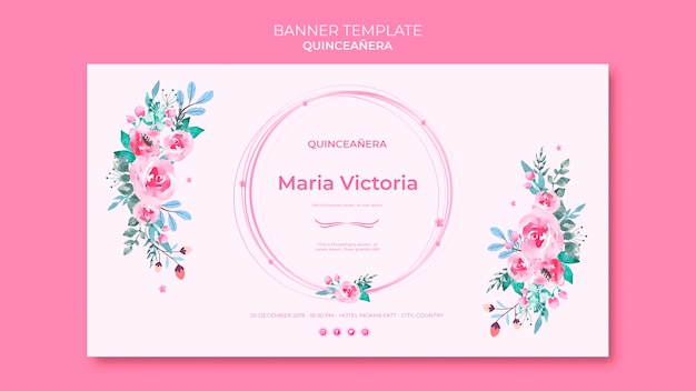 Kleurrijke quinceañera viering banner