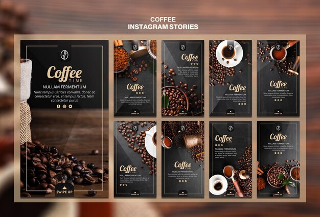 Koffie concept instagram verhalen sjabloon