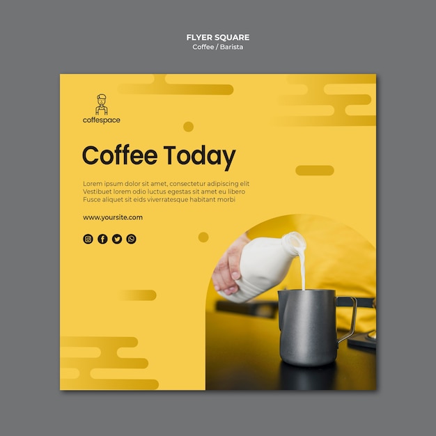 Gratis PSD koffie concept kwadraat flyer sjabloon