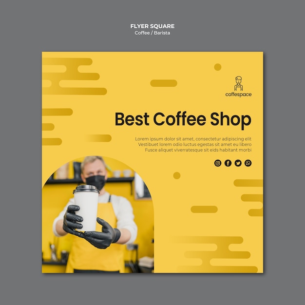 Gratis PSD koffie concept kwadraat flyer sjabloon