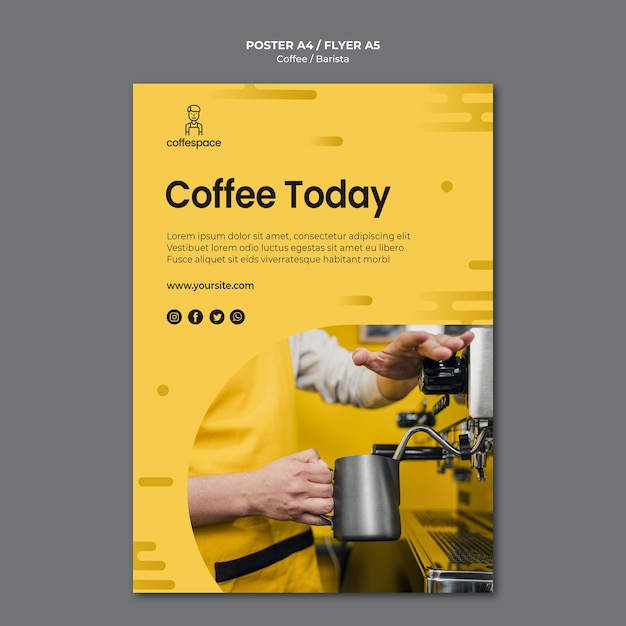 Gratis PSD koffie concept poster sjabloon