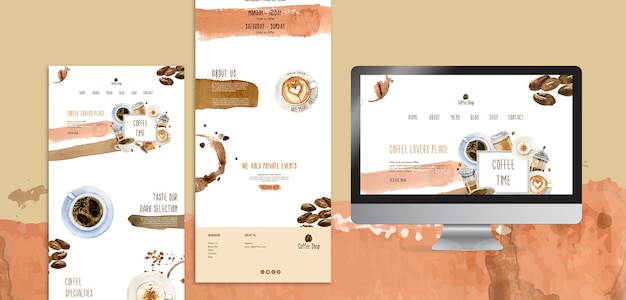 Gratis PSD koffie concept voor media post sjabloon