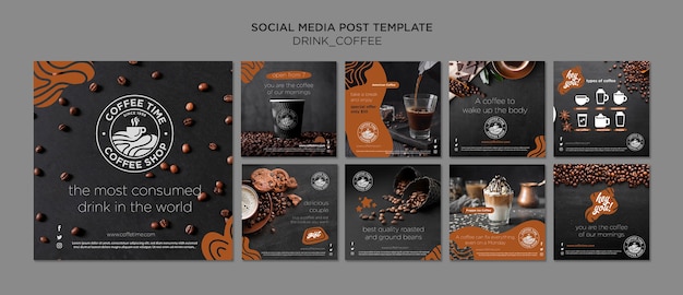 Gratis PSD koffie instagram post collectie