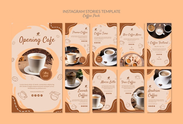 Koffie pack instagram verhalen sjabloon