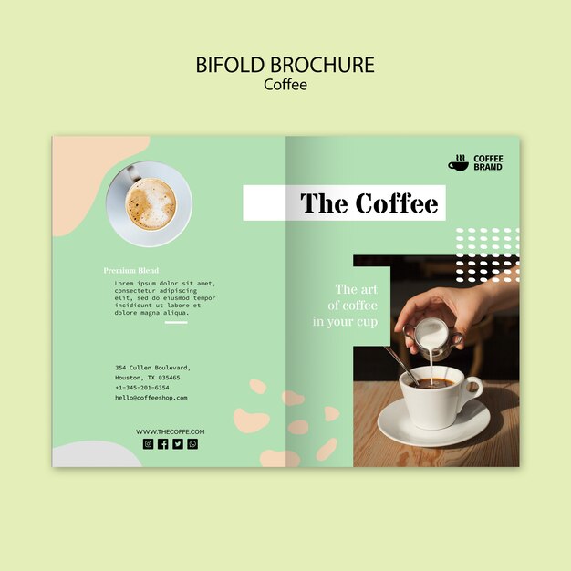Koffie tweevoudige brochure sjabloon