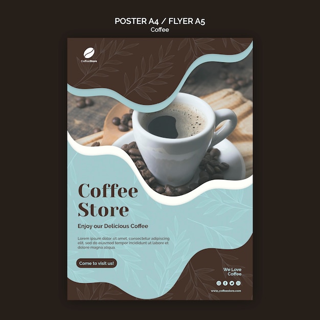 Gratis PSD koffie winkel poster sjabloon