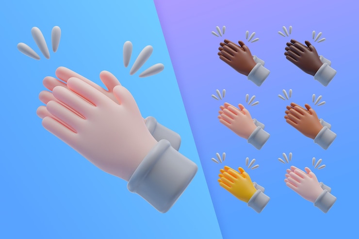 PSD Gratis koleksi 3d dengan tangan bertepuk tangan