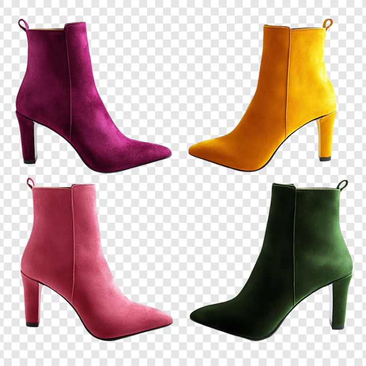 PSD Gratis koleksi bergaya sepatu bot pergelangan kaki wanita dalam warna-warna cerah