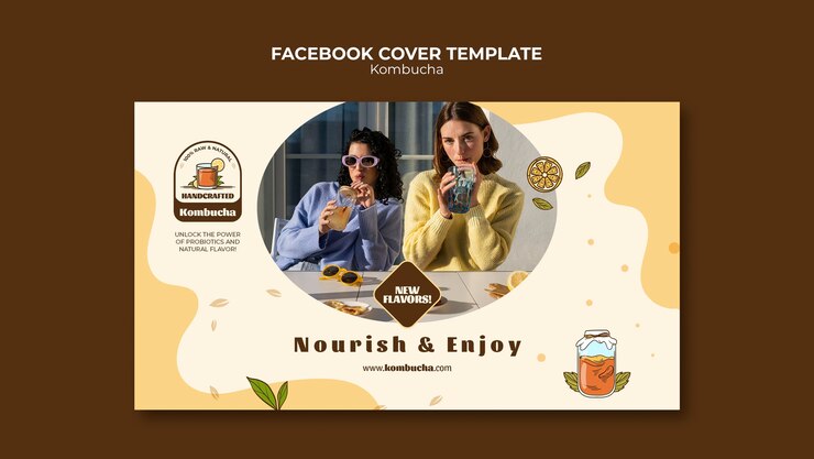 PSD Gratis kombucha template design