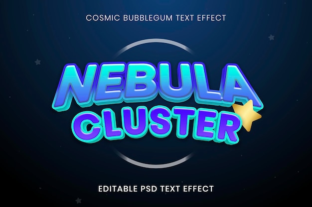 Komisch teksteffect psd-sjabloon, bubblegum-lettertypetypografie