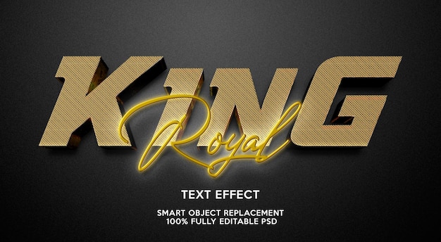 Koning koninklijke teksteffectsjabloon Premium Psd