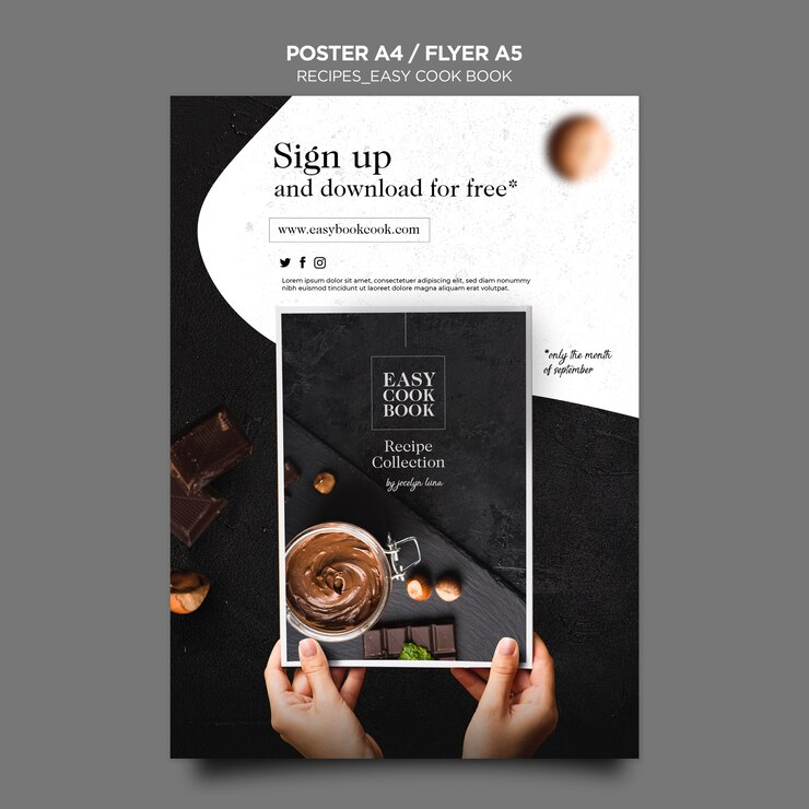 Gratis PSD kookboek poster sjabloon