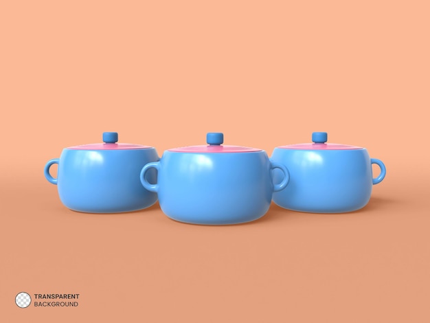 Gratis PSD kookpot keukengerei pictogram geïsoleerde 3d render illustration