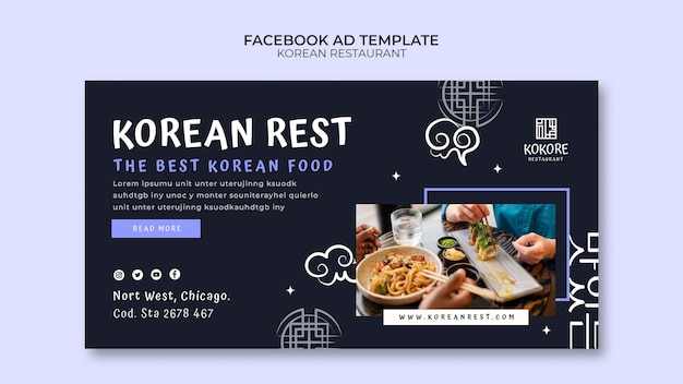 Gratis PSD koreaans restaurant facebook-sjabloon