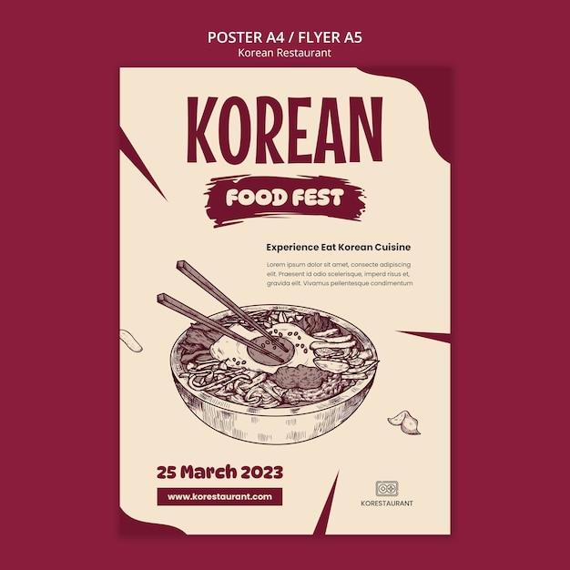 Gratis PSD koreaans restaurant poster sjabloon