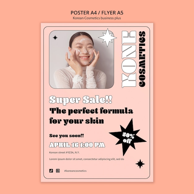 Koreaanse schoonheid cosmetica verticale poster sjabloon