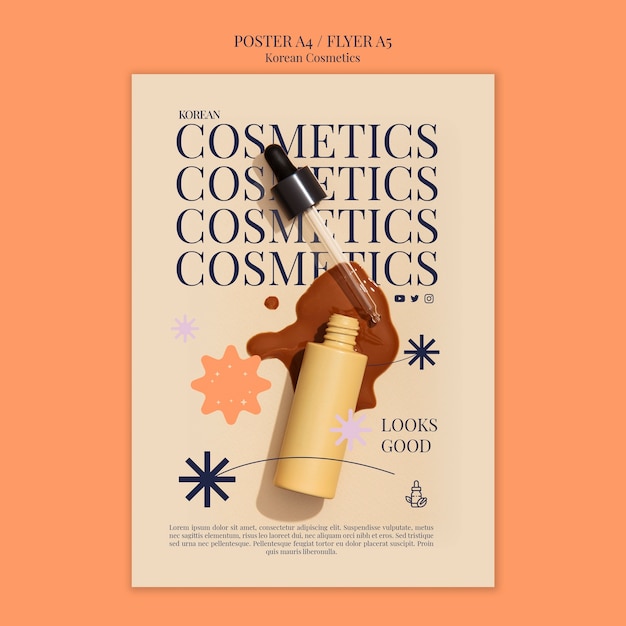 Gratis PSD koreaanse schoonheid en huidverzorging cosmetica verticale poster sjabloon