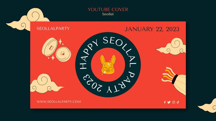 PSD Gratis korean new year youtube cover template