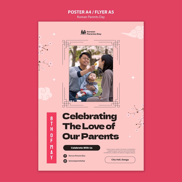 PSD Gratis korean parent's day poster template