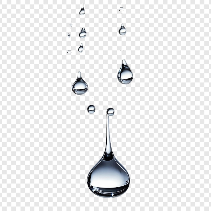Gratis PSD kristalheldere waterdruppels vallen sierlijk