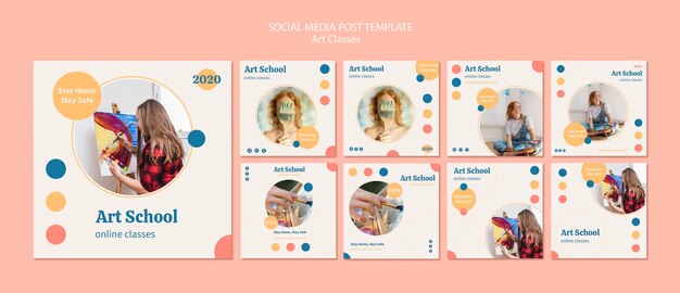 Gratis PSD kunstschool instagram postverzameling