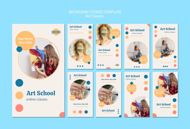 Gratis PSD kunstschool instagram verhalencollectie