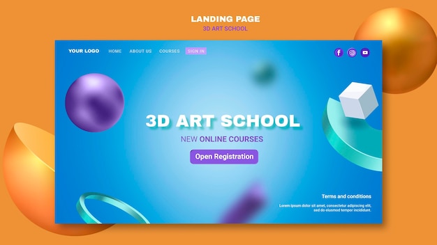 Gratis PSD kunstschool websjabloon