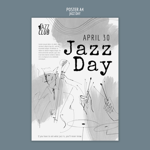Gratis PSD kunstzinnige jazzdag poster sjabloon