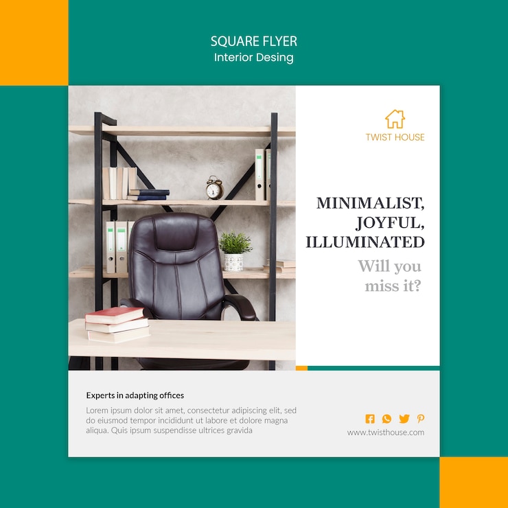 Gratis PSD kwadraat flyer sjabloon voor interieur