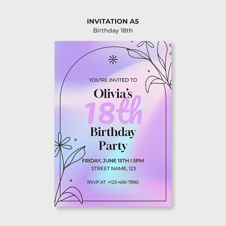 PSD gratuito l'invito al compleanno di olivia.