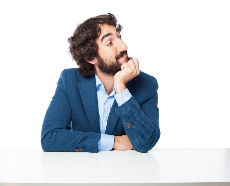 PSD gratuito l&#39;uomo con la mano sul mento