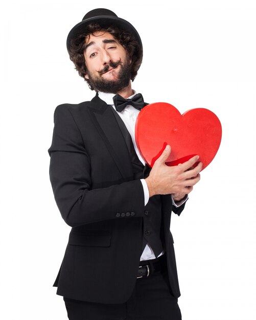 l&#39;uomo elegante con un cuore