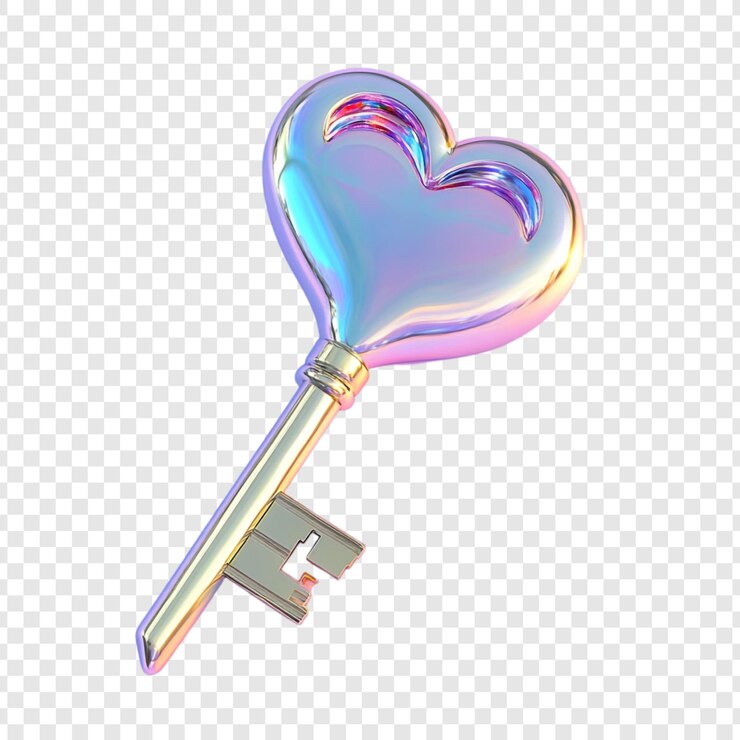 PSD gratuito la chiave a forma di cuore, simbolo di amore e di accesso