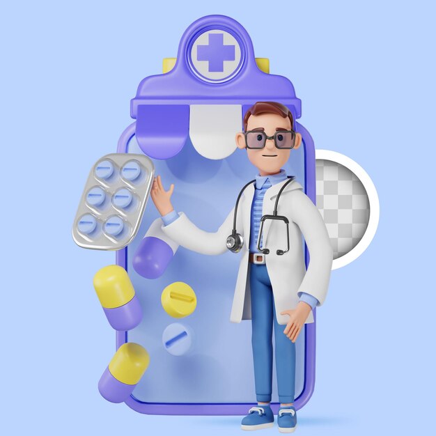 La farmacia online vende un sacco di farmaci 3d Illustrazione