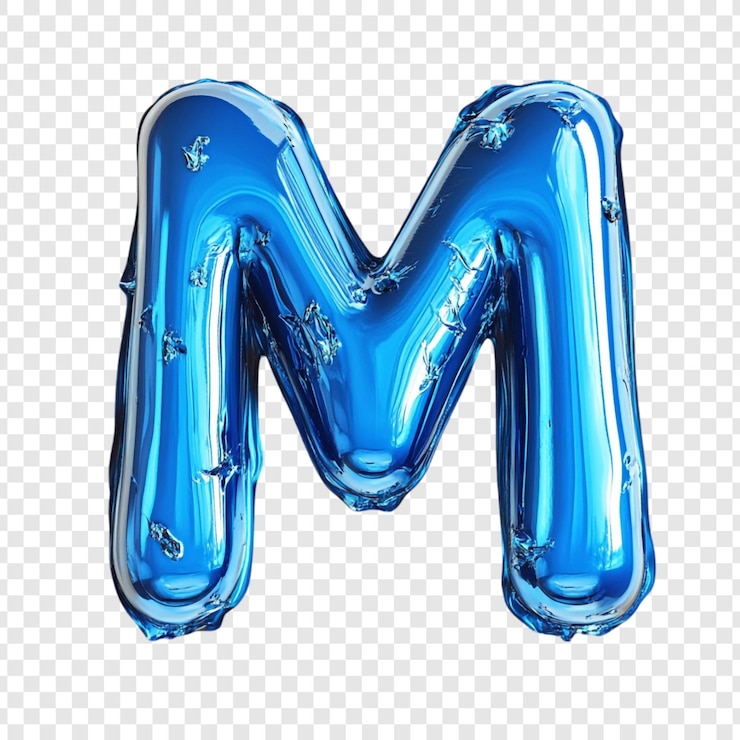 PSD gratuito la lettera m del palloncino blu luccicante