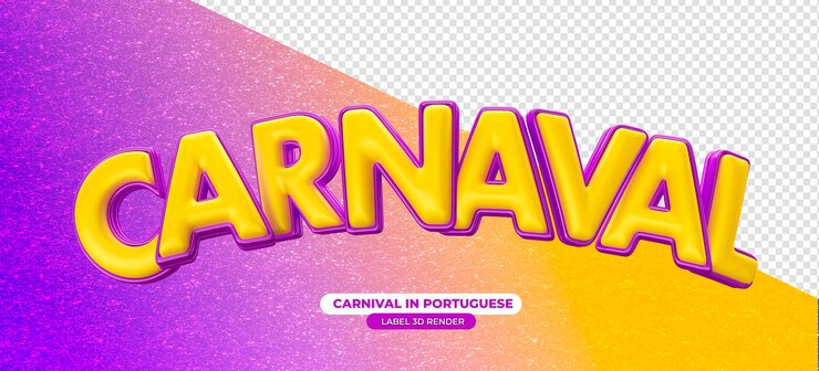 PSD Gratis label carnival in brazilian portuguese in 3d render