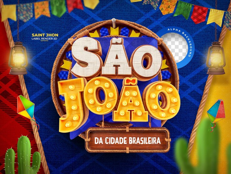Label Sao Joao Festival Celebration In Brazilian Portuguese 3D Illustration