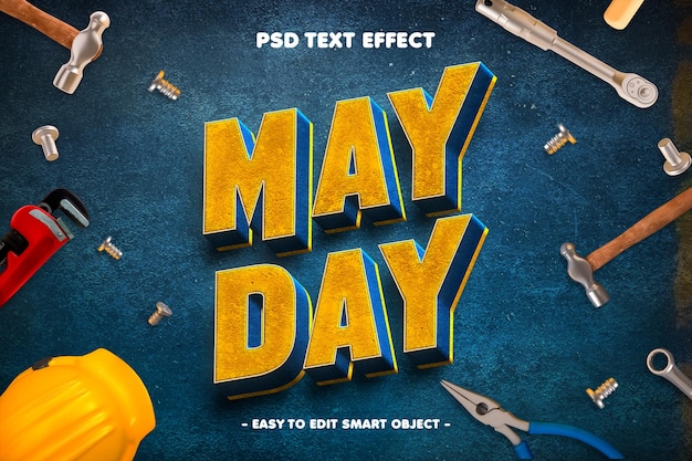 Gratis PSD labor day concept mei 3d teksteffect