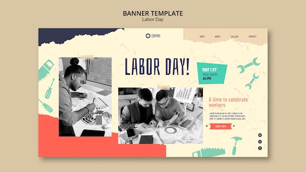 Labor day viering landing page sjabloon