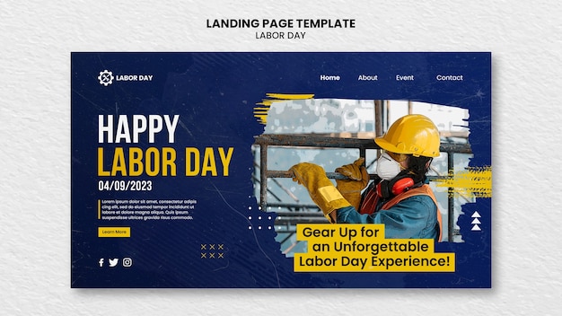 Gratis PSD labor day viering landing page sjabloon