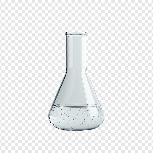 Laboratorio Erlenmeyer Flasco con burbujas líquidas transparentes Experimento científico Investigación química Equipamiento científico de vidrio Laboratorio de química